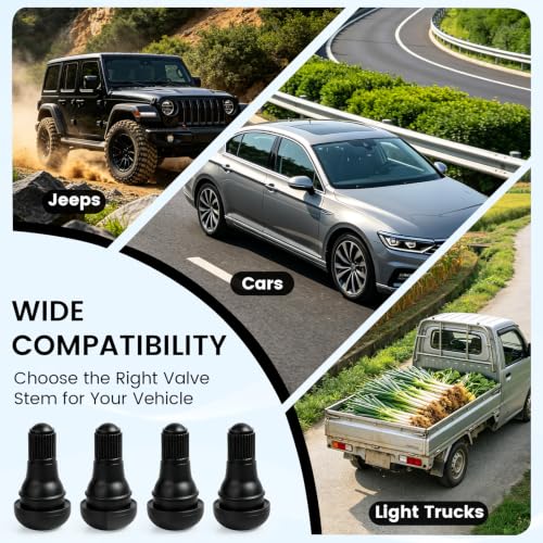 TR412 Rubber Snap-in Short Black Tire Valve Stem 10pcs