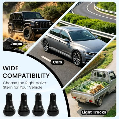 TR412 Rubber Snap-in Short Black Tire Valve Stem 10pcs
