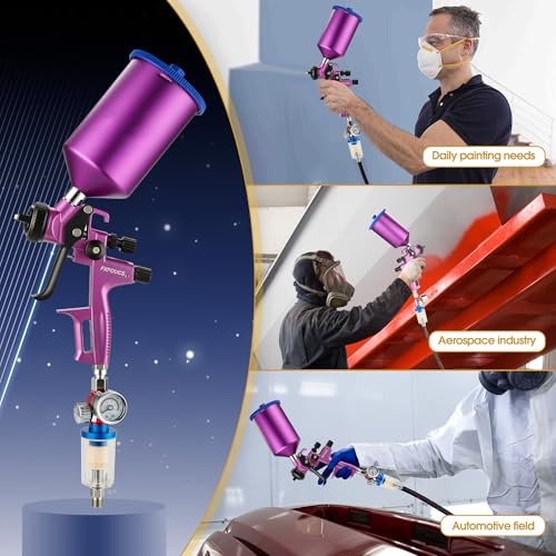 HVLP Air Spray Gun Kit 1.3mm, Professional Automotive Paint Sprayer - color: Purple, size: 1.3mm