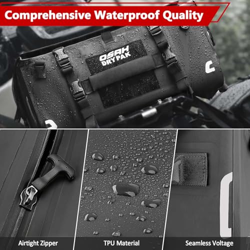 OSAH DRYPAK Waterproof Motorcycle Tail Bag, 40L Waterproof Duffel Bag, Motorcycle Dry Bag, Multifunctional Luggage Bag with Shoulder Straps for Travel, Camping, Fishing - color: Black