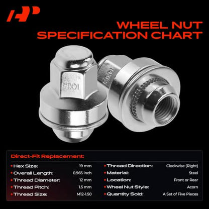 A-Premium Front or Rear M14-1.50 Wheel Lug Nuts, Set of 10 - style: 10PCS