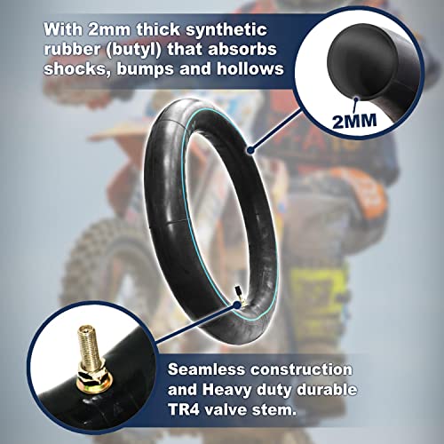 90/100-14 (3.00-14) Heavy Duty Inner Tube – 2mm Butyl Rubber, TR4 Straight Valve – Fits Honda CRF125/150, Suzuki RM85/DRZ125, Kawasaki KX85/KLX140, Yamaha TTR125/YZ85, Coolster, TaoTao - size: 90/100-14 (3.00-14)