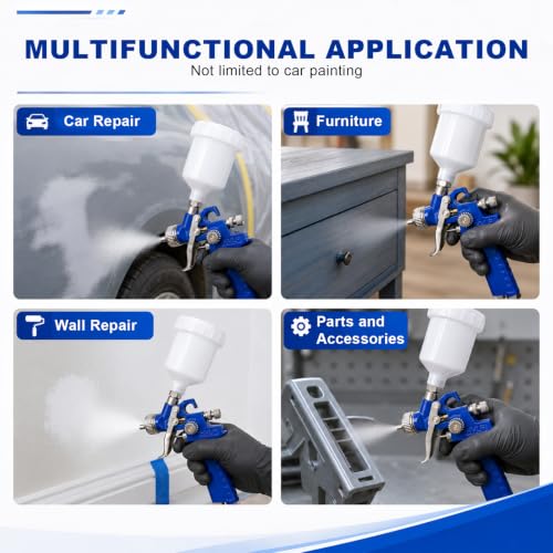HVLP Touch Up Spray Gun with 0.8mm Nozzle, Mini Gravity Feed Car Detail Paint Gun Sprayer with 125cc Cup, Universal Detail Spot Repair Air Sprayer for Car Furniture Painting - color: 0.8 mm