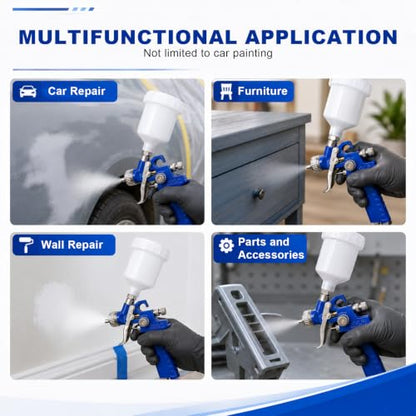 HVLP Touch Up Spray Gun with 0.8mm Nozzle, Mini Gravity Feed Car Detail Paint Gun Sprayer with 125cc Cup, Universal Detail Spot Repair Air Sprayer for Car Furniture Painting - color: 0.8 mm