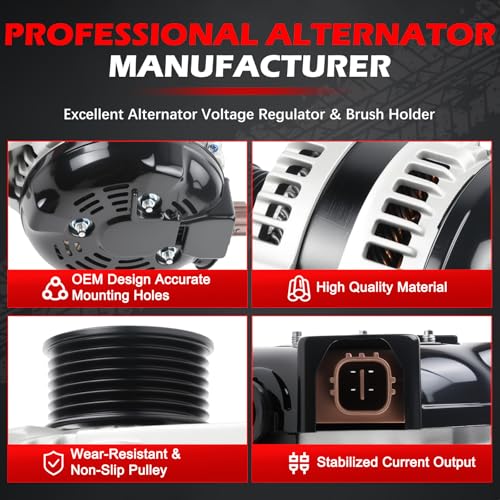 11324 Alternator 100A 12V for 2007 FJ Cruiser 2008 FJ Cruiser 2009 FJ Cruiser V6 4.0L，High Output Alternator OE 1042104921, 90295623, 27060-31120, 27060-0P030, 11324N - size: 11324 | 100A