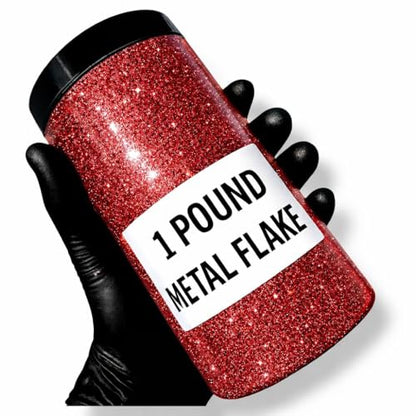 LiME LiNE 1 lb Metal Flake .008 – Automotive Grade for Custom Paint, Lowriders, Motorcycles, Hot Rods, and More (Red) - color: Red