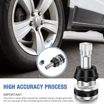 25 PCS TR416 Metal Valve Stems, Bolt in Tire Valve Stem, High Pressure Valve Stems, Outer Mount Fits 0.453" and 0.625" Rim Holes - size: 25 Pack