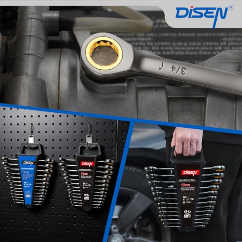 DISEN Ratcheting Wrenches Set 90 Tooth Fixd-Head with Nickel Plating 26 Pcs - size: 26 MM&IN