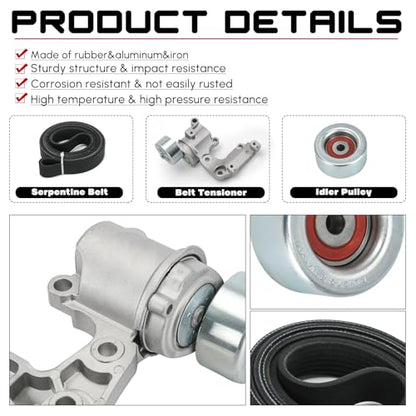 Drive Belt Tensioner and Idler Pulley Serpentine Belt Kit Compatible with Lexus IS250 ES350 Rx350 for Toyota Avalon Rav4 Sienna Camry Highlander Venza 3.5L V6 Replace 89374 7PK1550 1662031021 - size: 89374