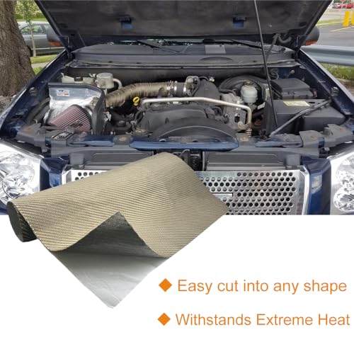 Titanium Thermal Barrier Adhesive Backed Heat Blanket Heat Shield Mat 12'' X 24'' for wall behind grill, fireplace kitchen cabinet 2500 Degrees Fire Pit Mat Fireproof Grill Pad - size: 12'' X 24''