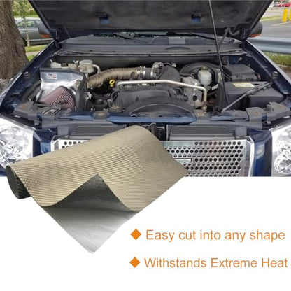 Titanium Adhesive Backed exhaust heat shield 2500 Degrees High Temp Protection Material Thermal Barrier Blanket Mat (24'' X 40'') - size: 24'' X 40''