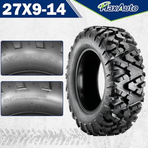 MaxAuto 2-Pack 27x9-14 UTV/ATV Front Tires - All-Terrain Mud & Sand Off-Road Performance, 6-Ply Tubeless Construction for Enhanced Durability & Traction - size: 27x9-14 Front
