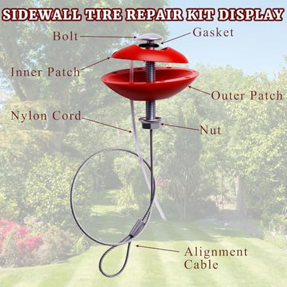 Sidewall Tire Repair Kit Portable Side Wall Slug Emergency Repair Tool Compatible with ATV SXS Can-Am Jeep Tractor Polaris RZR Trailer Lawnmower Less Than 1.5 Inches Side Tear Length Patch