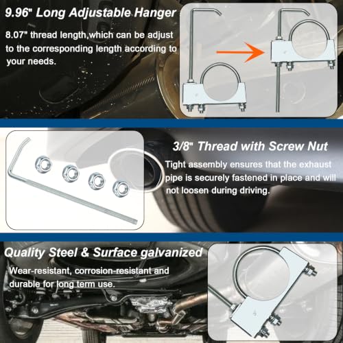 3" Exhaust Clamp With Hanger One-Piece Muffler Hanger, Pack of 1 - size: 3"-1 PACK（One-Piece)