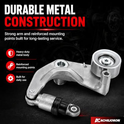 Belt Tensioner Assembly with Pulley, Compatible with 2007-2011 Honda Civic 1.8L L4 Gas & CNG, Replaces OE# 31170-RWK-025, 31170RWK005, 31170RWK015 - size: 31170-RWK-025