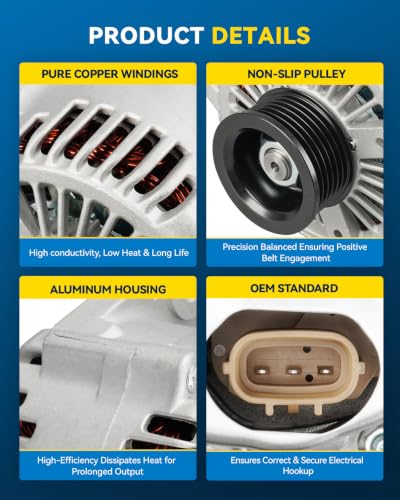 PHILTOP 11190N Alternator Compatible with Hyundai Santa Fe 2007-2009 2.7L - size: 11190N