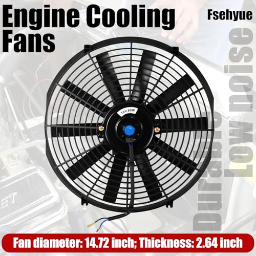 14" Universal Electric Radiator Fan Push Pull Slim Fan High Performance Cooling Fan 80W 12V Mount Kit 1PCS - size: 14 inch- 1PC