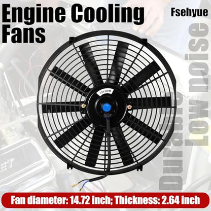 14" Universal Electric Radiator Fan Push Pull Slim Fan High Performance Cooling Fan 80W 12V Mount Kit 1PCS - size: 14 inch- 1PC