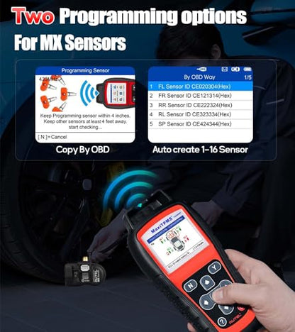 Autel MaxiTPMS TS508WFK-4 TS508WF with 4pcs MX Sensor + 4pcs Metal Valves Upgrade of TS508K TS508 Read Activate Relearn All Known Sensors Detect & Display TPMS System Faults Perform OBDII Relearns