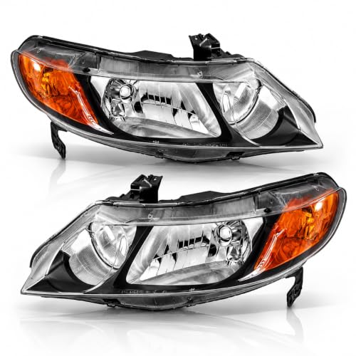 2PCS Halogen Headlight Assembly For 2006-2011 Honda Civic Sedan - color: Right+Left