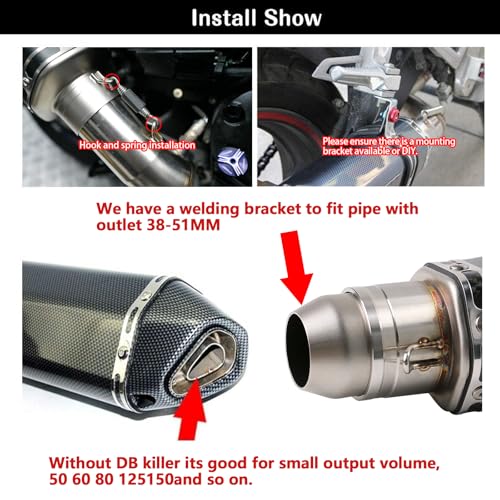 PACEWALKER Motorcycle Exhaust Muffler 1.5-2" Inlet, 38,51mm, Matt Black - size: Matt black