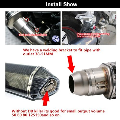 PACEWALKER Motorcycle Exhaust Muffler 1.5-2" Inlet, 38,51mm, Matt Black - size: Matt black