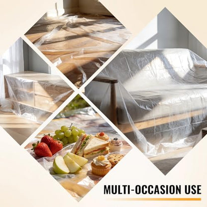 Pre-Taped Masking Film Painters Plastic with Tape 4 Rolls 5 x 65 Feet Paint Adhesive Protective Film Clear Drop Cloth for Painting Automotive Covering and Appliance Protection - size: 5*65 Feet
