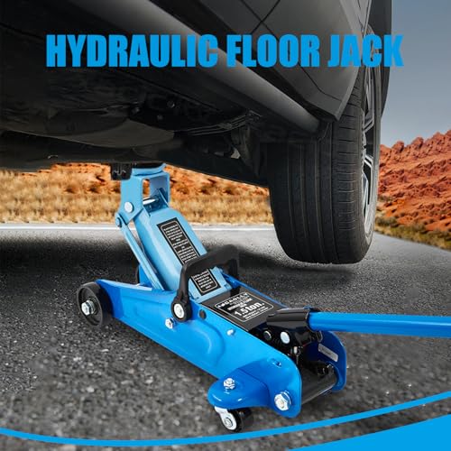1.5 Ton Floor Jack Low Profile, Heavy-Duty Steel Racing with Single Piston Lift Pump, Lifting Range 5" ~ 12.2"（Blue）
