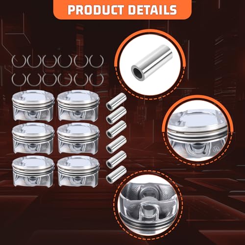 06M107065AB 6pcs Engine Pistons Ring Sets Fit for Touareg Audi S4 B9 S5 A6 A7 A8 Q7 SQ5 3.0 TFSI V6 DOHC 24V EA839 Replace for 06M107066AB 06M198151 079311327A