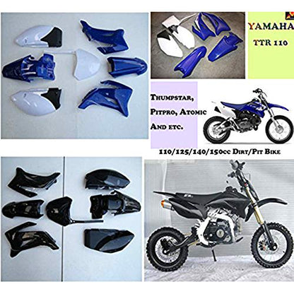 TDPRO Plastic Fender Fairing Kit for TTR-R110E Pit Dirt Bike (Black) - color: Black
