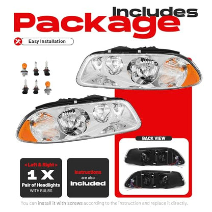 HECASA Headlight Compatible with 1998-2018 Mack CX CXN CXU GU4 GU5 GU7 GU8 - color: Clear Lens+Chrome Housing, size: Pair