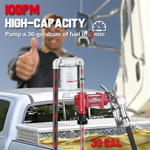 TOPWAY 12V DC Gasoline Fuel Pump, 10GPM Self-priming Oil Transfer Pump Kit With Particulate Filter, Fuel Nozzle, Discharge Hose & Suction Pipe for Gasoline Diesel Biodiesel Kerosene & More - style: 12V 10GPM KIT + FILTER