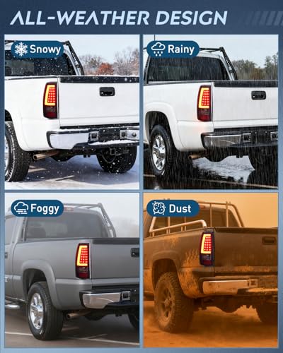 Nilight Taillight Assembly Compatible with 2003-2006 Chevy Silverado Pair - color: LED Smoke-C Shape