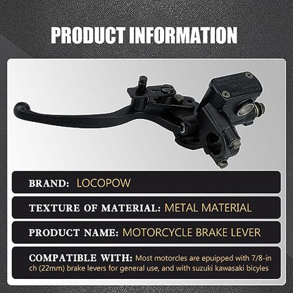 LOCOPOW 7/8” Left Hand Hydraulic Brake Lever Master Cylinder - style: Left
