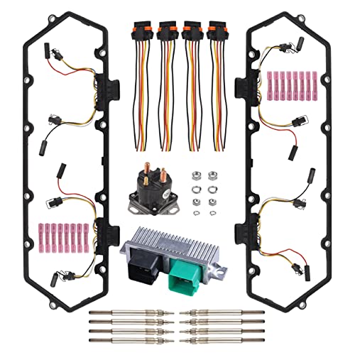 Injector Glow Plug Harnesses + Valve Cover Gaskets + Relay Solenoid + Controller Compatible with 94-97 7.3L Ford Powerstroke Diesel - color: For 94-97 7.3L Ford, size: Harnesses+Gaskets+Glow Plug+Relay+Controller