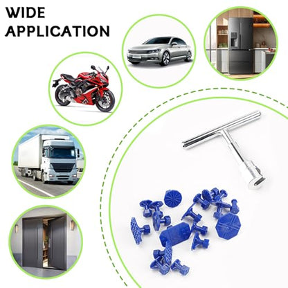 19PCS Car Dent Puller Kit, Dent Removal Tools,Paint-Safe Dents Repair Tool