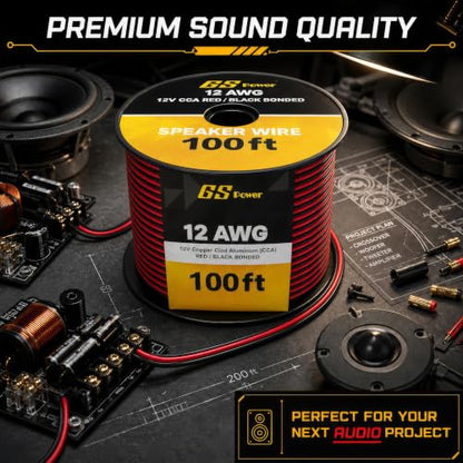 GS Power 12 Gauge Wire Automotive - 200ft CCA Primary Bonded Wire - size: 12 Gauge-100 ft-Bonded