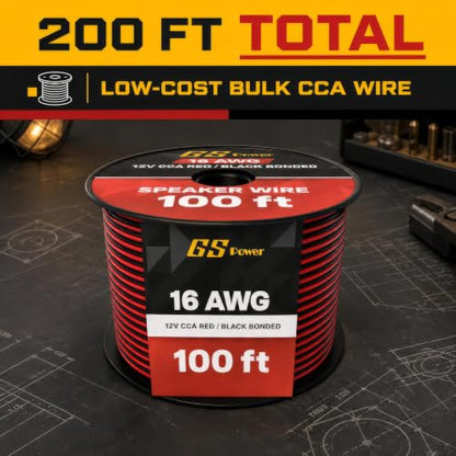 GS Power 16 Gauge Wire Automotive - 200ft CCA Primary Bonded Wire - size: 16 Gauge-100 ft-Bonded