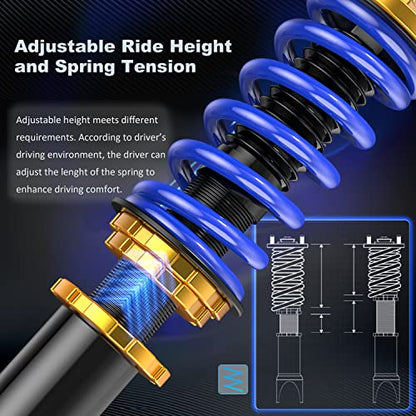 MOSTPLUS Full Coilovers Struts Compatible with 2001-2003 Acura CL/1999-2003 Acura TL/1998-2002 Honda Accord Adjustable Height Shock Absorber Assembly (Set of 4) - size: 1998-2002 Honda Accord