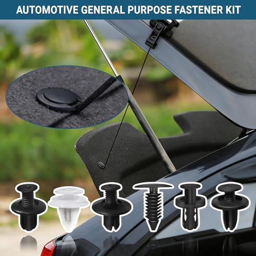 100PCS Car Bumper Push Retainer Clips & Nylon Fasteners Rivet Kit, 6 Sizes Car Body Screw Retainer, Door Trim Panel Clips, Universal Auto Bumper Accessories for Car Truck SUV (100PCS&Tool)