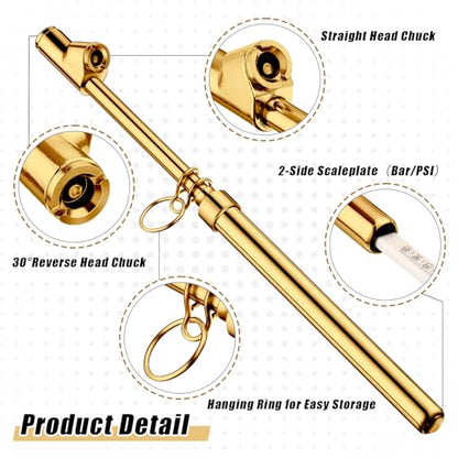 Tallew 20 Pack Dual Head Tire Pressure Gauge Heavy Duty Air Pressure Tire Gauge for Auto Truck Car RV Van Gage Range 10-150PSI, 1-10Bar (Gold) - color: Gold
