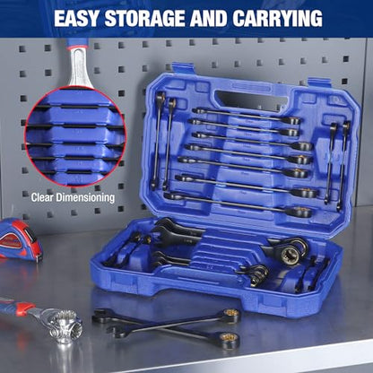 WORKPRO 22-Piece Ratcheting Wrench Set, Metric 6-18mm & SAE 1/4-3/4" - style: Regular