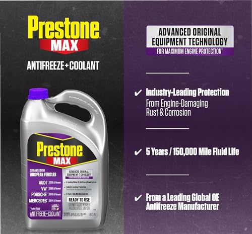 Prestone MAX Euro Violet 50/50 Antifreeze Automotive Coolant, Pack of One - color: Euro Violet, size: Pack of 1 Gallon