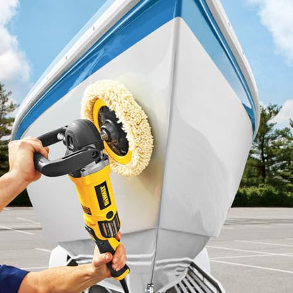 DEWALT Buffer Polisher, 7-in-9-in, 12 amp, Variable Speed Dial 0-3,500 RPM’s, Soft Start Corded Car Buffer (DWP849X)