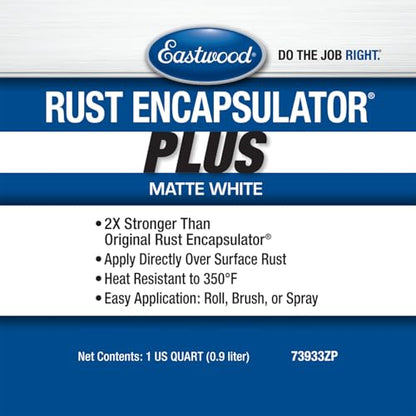 Eastwood Matte White Rust Encapsulator Plus | Long Lasting Durable Finish 1 Coat Maximum Rust Protection | Heat Resistance up to 350 Degrees Fahrenheit | Quart 1 Pack - color: Matte White, size: 32 Ounce (Pack of 1)