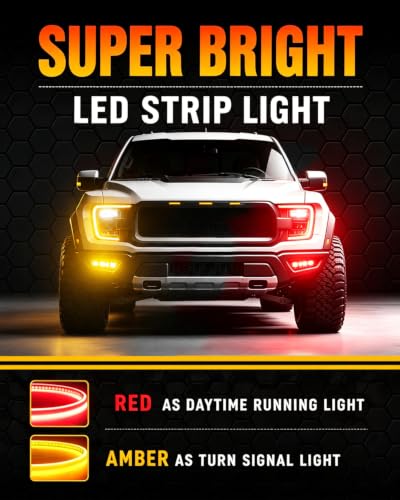 Qasim 24inch Sequential Flowing LED Strip Amber &Red Tail Light - size: 60CM Red&Amber