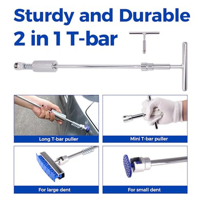 Car Dent Puller Kit,148 PCS Dent Repair Tool,Paintless Dent Removal with Golden Lifter,Bridge Puller,Slide Hammer T-Bar,Suction Cup Dent Puller for Auto Body Dents,Repairing Big and Dents, Hail Damage - style: 148PCS
