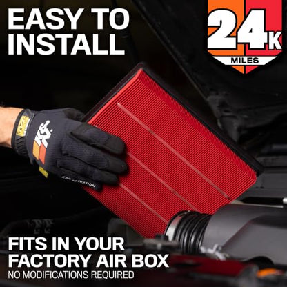 K&N Engine Air Filter: Extended Life 24,000 Mile Replacement Air Filter: Compatible with 2021-2026 Ford Bronco, KNF-0634 - style: 24K Miles -Disposable