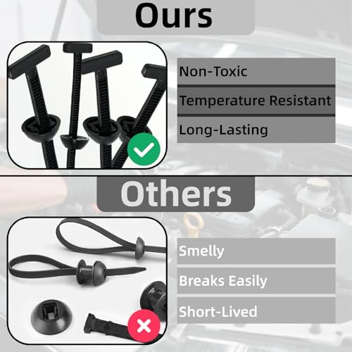 200pcs Nylon Universal Cable Tie Buckle for Car Heavy Duty Auto Body Fasteners With Buckles Plastic Rivet Zip for Bumper Fender Liner & Door Panel One-Way Locking Includes Cutting Pliers