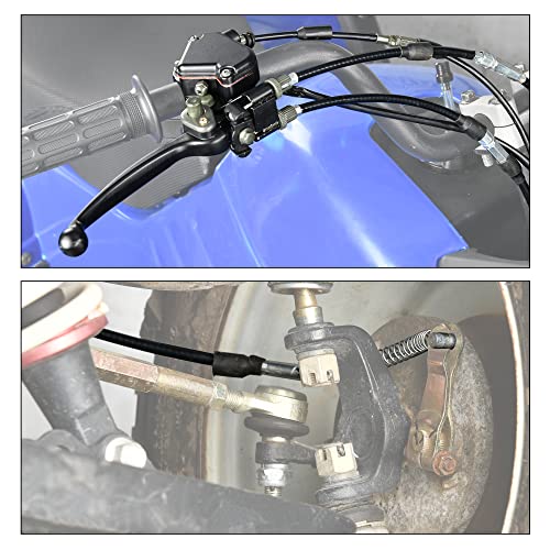 RUTU 7/8" 22mm ATV Thumb Throttle & Brake Cable Kit with Front Drum Brakes